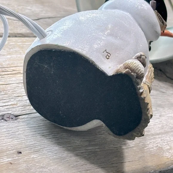 Morjolein Bastin Snowman Lamp & Shade Holly/Rabbit/Bird/Winter 11”T Whimsical - Picture 10 of 10